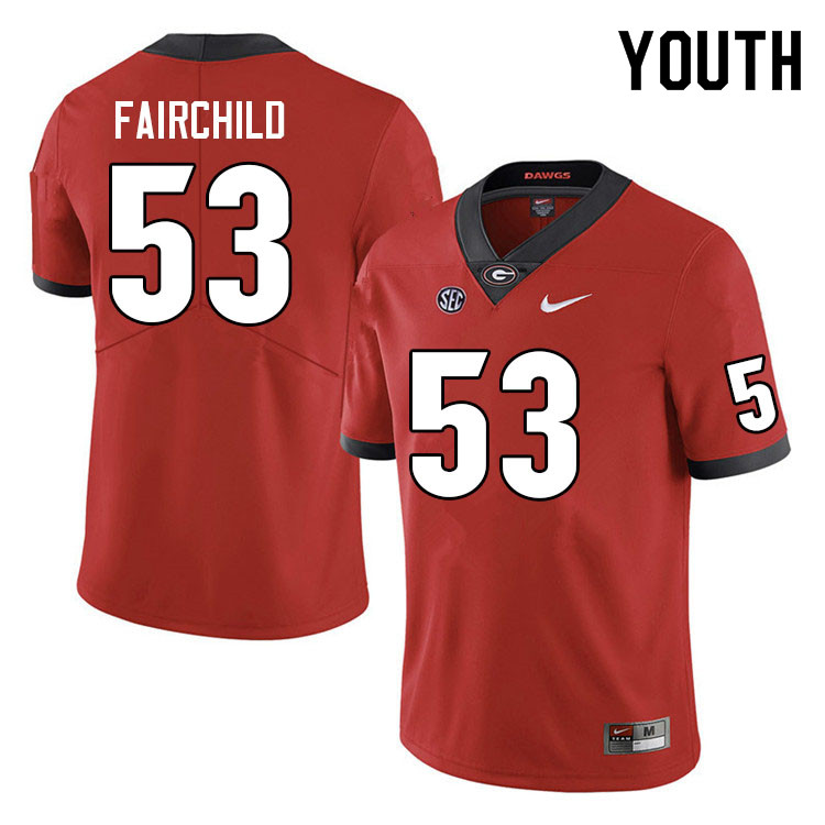 Youth #53 Dylan Fairchild Georgia Bulldogs College Football Jerseys Sale-Red